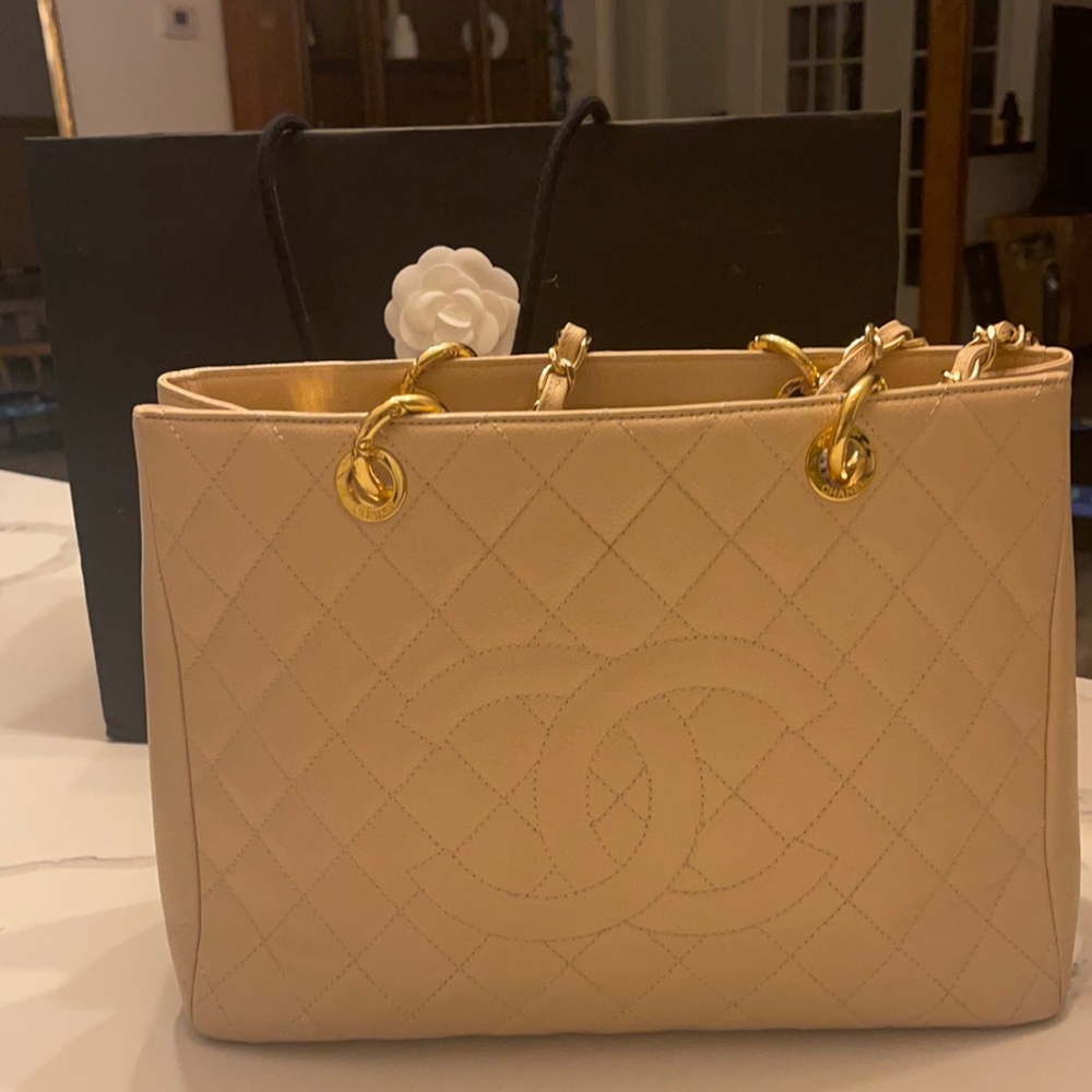 Chanel Beige Authentic Shopping Tote
